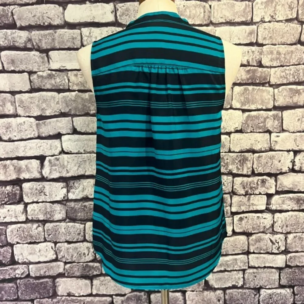 J. Crew Navy & Green Sleeveless Button Down Blouse Size 6